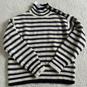 J crew mock turtle neck sweater with jeweled buttons